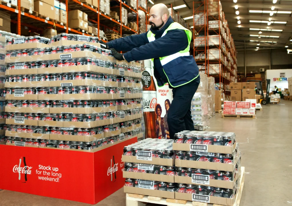 coca cola pallets at Spectrum warehouse